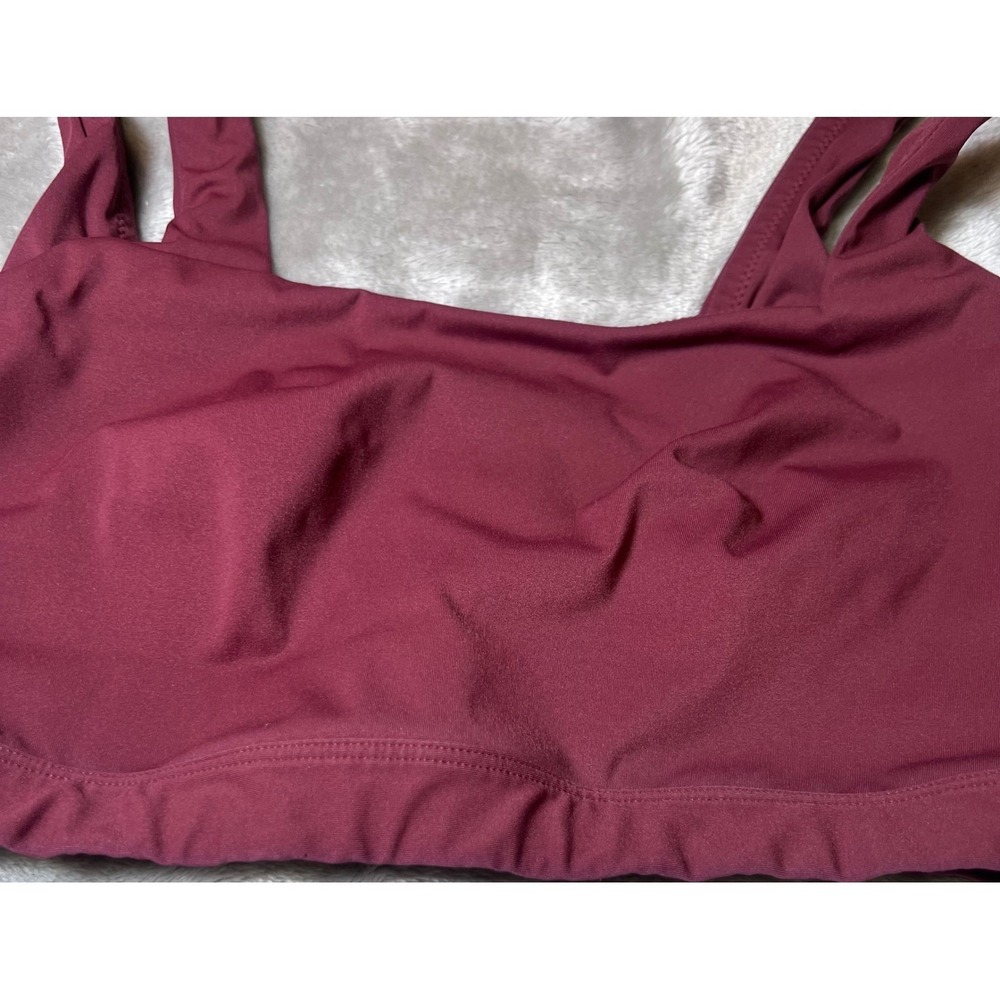 Yitty Womens Size Medium Ribbed Racerback Sports Bra Maroon Crop Top Athletic - Picture 10 of 12